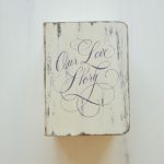 Cutie decorativa, tip carte, pictata manual- “Our love story”