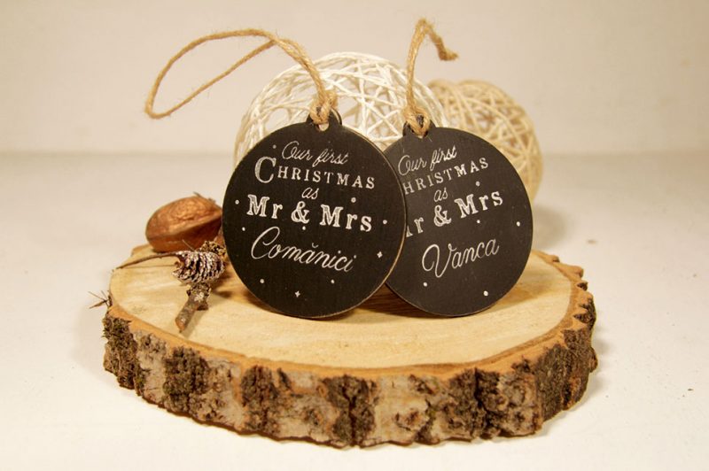 Ornament de brad personalizat- Our first Christmas as Mr&Mrs - black&white