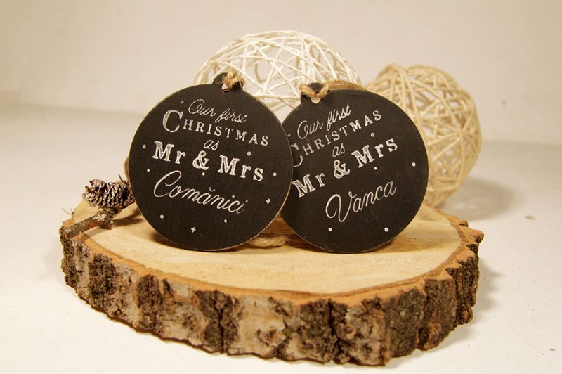 Set 3 ornamente de brad - Happy couple