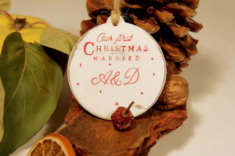 Ornament de brad personalizat- Our first Christmas Married