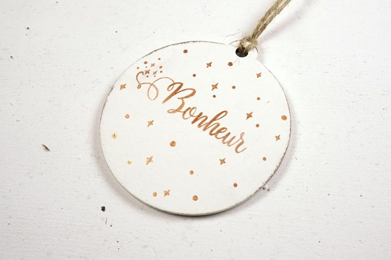 Ornament de brad personalizat cu mesaj - Bonheur