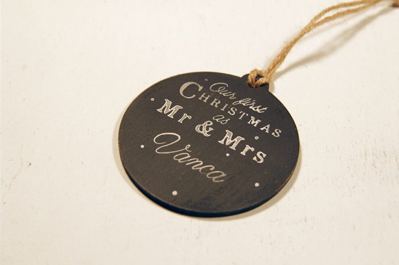 Ornament de brad personalizat- Our first Christmas as Mr&Mrs - black&white