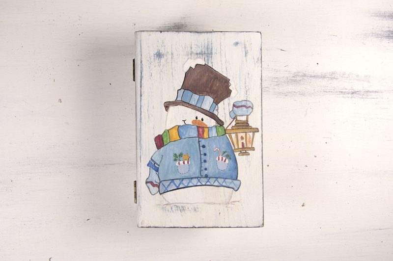 Cutie tip carte pictata manual-Snowman